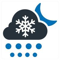 Night Snowfall and snow icon concept in blue color vector