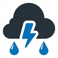 Thunderstorm and cyclone icon concept in blue color vector