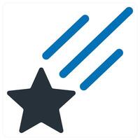 Falling Star and meteor icon concept in blue color vector