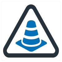 Traffic and traffic cone icon concept in blue color vector