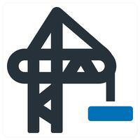 Crane and construction icon concept in blue color vector