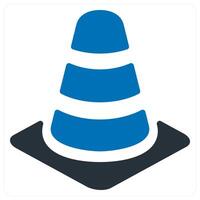 Traffic Cone and construction icon concept in blue color vector