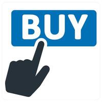click buy and gesture icon concept in blue color vector