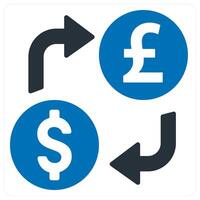 Money exchange and currecny icon concept in blue color vector