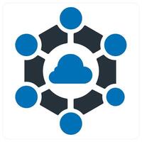 Cloud Network and connection icon concept in blue color vector