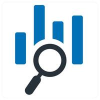 Data Search and analysis icon concept in blue color vector