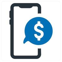 Mobile message and finance icon concept in blue color vector