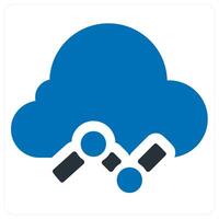 cloud data and data icon concept in blue color vector
