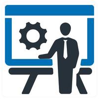 Presentation and business icon in blue color vector