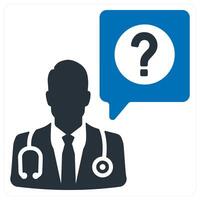 ask a doctor icon in blue color vector