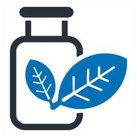 Herbal medicine and alternative icon concept in blue color vector