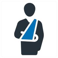 broken arm and injury icon concept in blue color vector