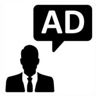 Ad Manager and advertisement icon concept in black color vector