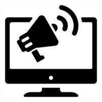Broadcast and marketing icon concept in black color vector