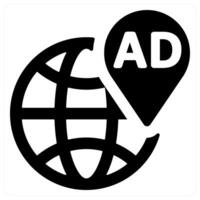 Global Advertisement and advertisement icon concept in black color vector