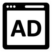 Website Ad and advertisement icon concept in black color vector