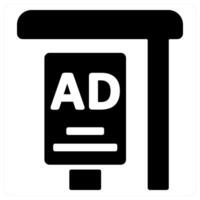 Ad Board and advertisement in black color vector