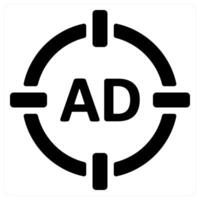 Target Advertisement and advertisement icon concept in black color vector