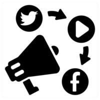 Promotion Media and advertisement icon concept in black color vector