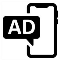 Mobile Advertising and advertisement icon concept in black color vector