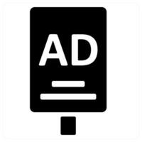 Ad Board and advertisement icon in black color vector