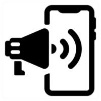 Mobile Promotion and advertisement icon concept in black color vector