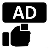 Advertisement Board and advertisement icon concept in black color vector