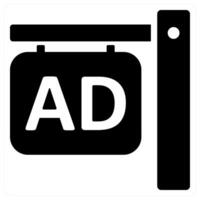 Street Ad and advertisement icon concept in black color vector