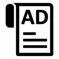 Ad Content and advertisement icon concept in black color vector