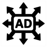 Ad Directions and advertisement icon concept in black color vector