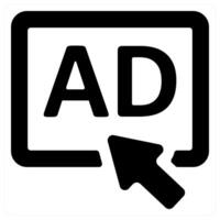 Click Ad and advertisement icon concept in black color vector
