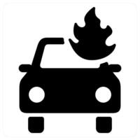 Car Fire icon concept in black color vector