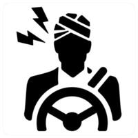 Driver Injury icon concept in black color vector