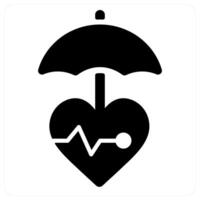 Life Insurance icon in black color vector