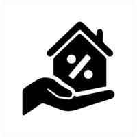 home loan and loan icon concept in black color vector
