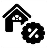 home loan and interest icon in black color vector