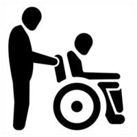 handicapped patient and disabled icon concept in black color vector