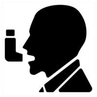 asthma and inhalator icon concept in black color vector