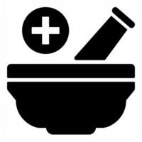 mortar and pestle and icon concept in black color vector
