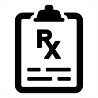 prescription and document icon concept in black color vector