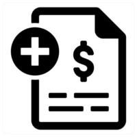 medical bill and file icon concept in black color vector