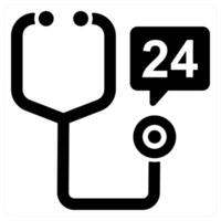 24x7 medical service in black color vector