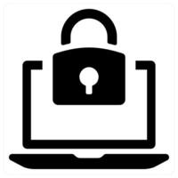 Laptop lock and lock icon concept in black color vector