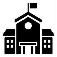 School Building icon concept in black color vector
