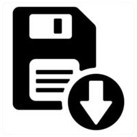 Floppy Download icon concept in black color vector