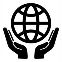 Save World icon concept in black color vector