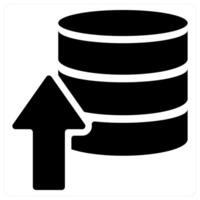 Database upload icon concept in black color vector