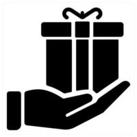Gift icon concept in black color vector