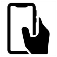 Mobile in Hand icon concept in black color vector