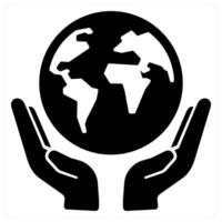 Save world icon in black color vector